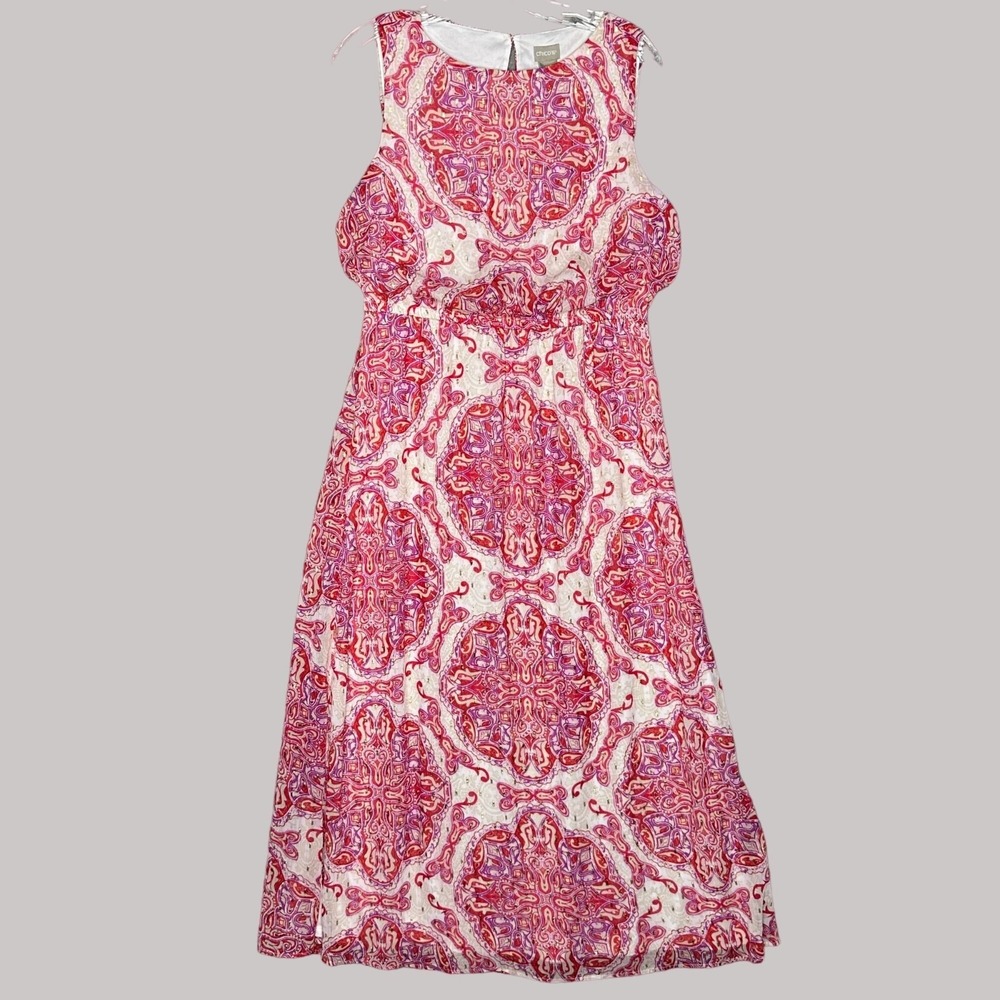Chicos Summer Shine Maxi Dress Size 8P Petite Metallic Event Party Boho Vacation